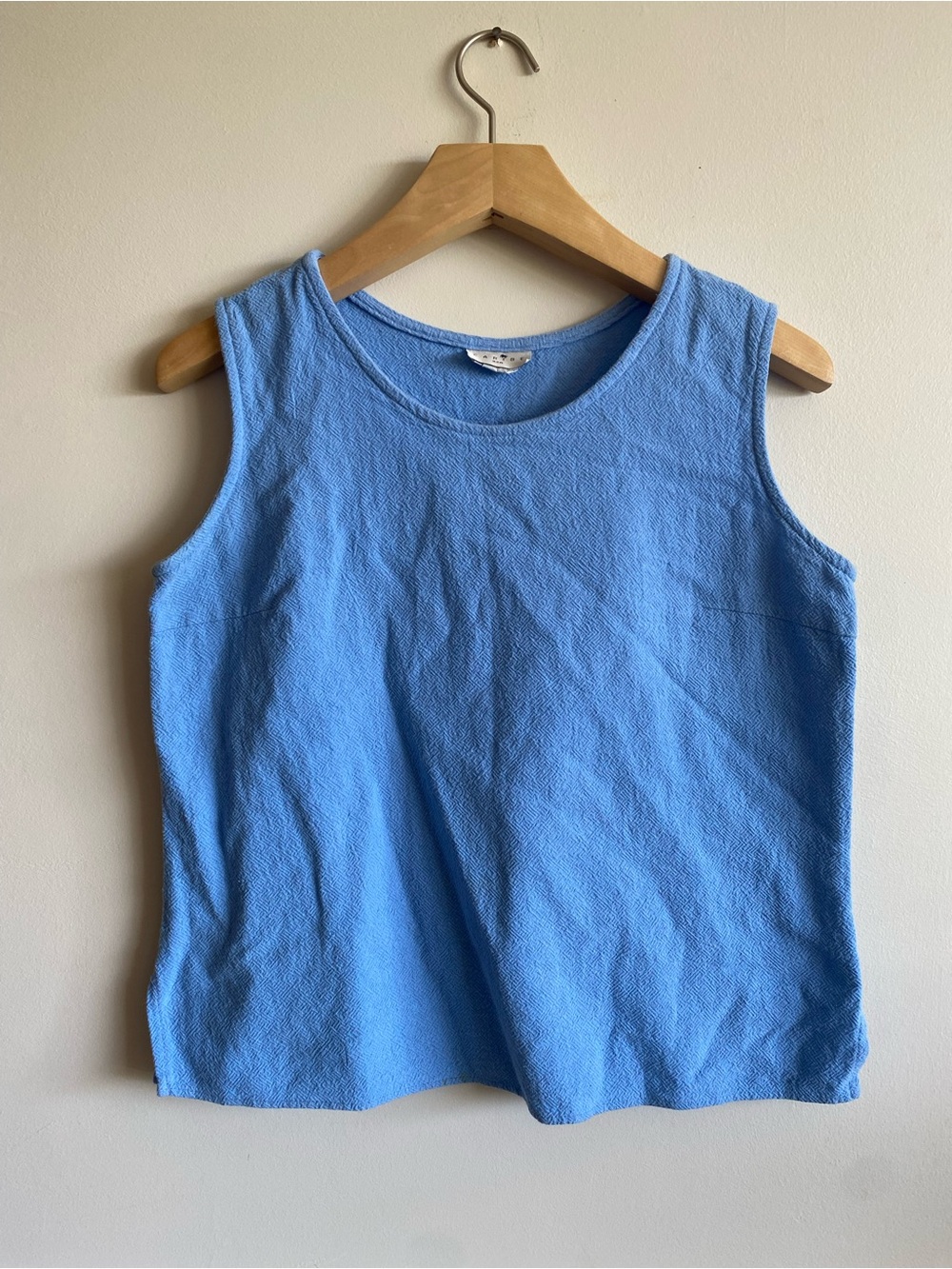 Vintage Caribe USA Textured Cotton Tank Top Periwinkle Blue Sleeveless Small